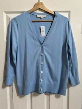 LOFT Sky Blue Classic V neck cardigan NWT - Large